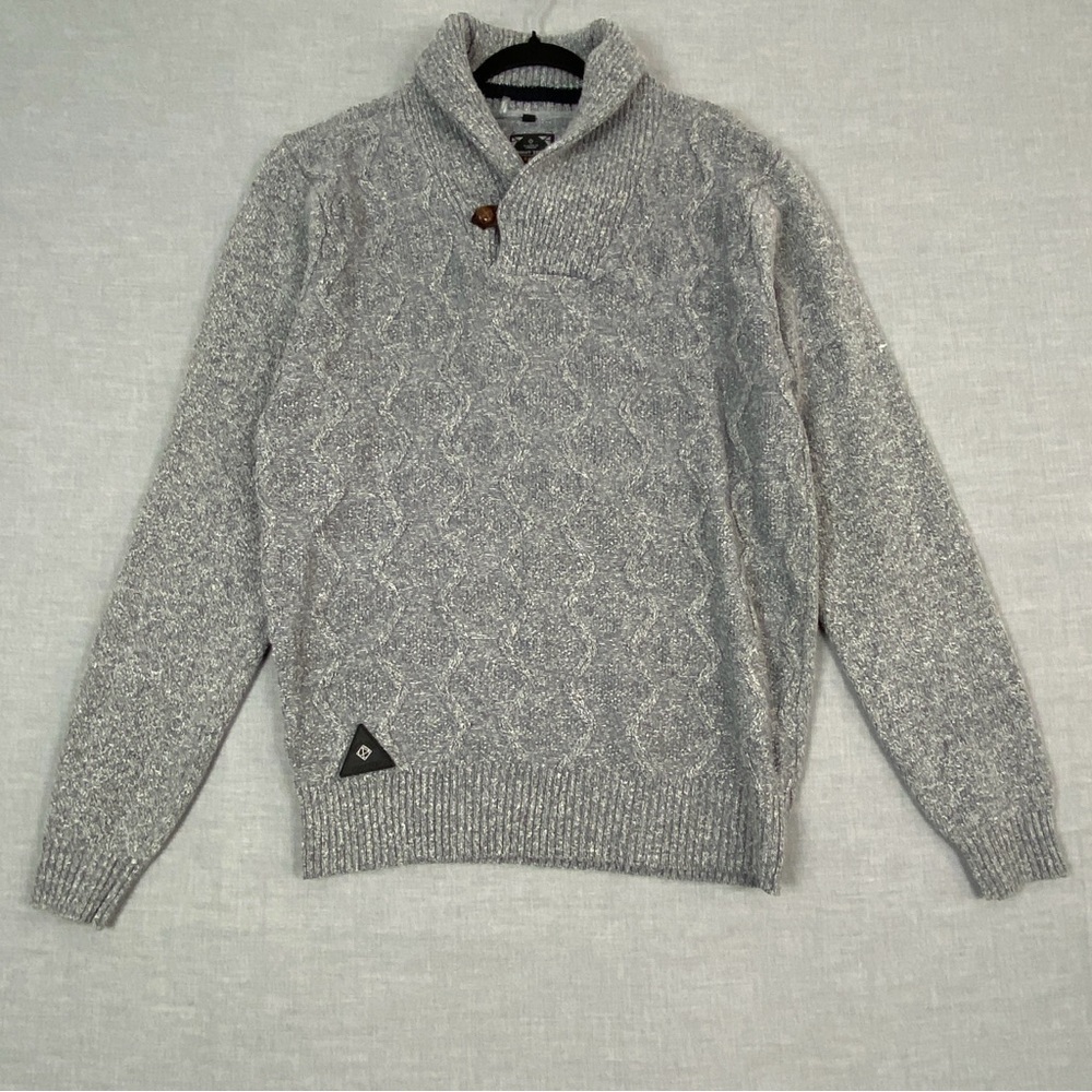 Point Zero Gold Cowl Neck Sweater Textured Knit Semi-Fit Size Large